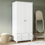 White 2-Door Double Wardrobe with Drawers - Hampton