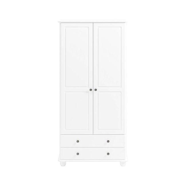 White 2-Door Double Wardrobe with Drawers - Hampton