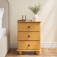 Pine 3 Drawer Bedside Table - Hampton