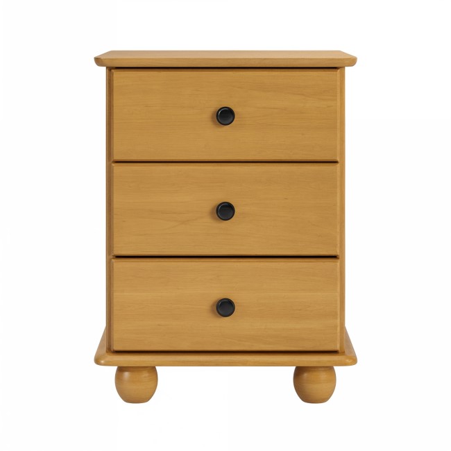 Pine 3 Drawer Bedside Table - Hampton