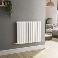 Sorrento White Horizontal Oval Designer Radiator 600x767mm Single Panel 2049 BTU