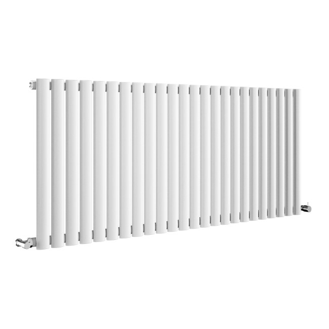 Sorrento White Horizontal Oval Designer Radiator 600x1416mm Single Panel 3783 BTU