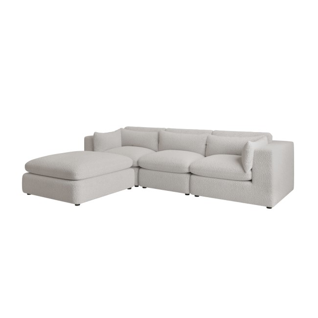 Large Beige Boucle Reversible 4 Seater Corner Sofa - Hudson