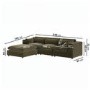 Large Khaki Green Velvet Reversible 4 Seater Corner Sofa - Hudson