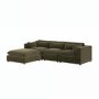 Large Khaki Green Velvet Reversible 4 Seater Corner Sofa - Hudson