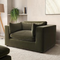 Khaki Green Velvet Loveseat - Hudson