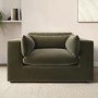 Khaki Green Velvet Loveseat - Hudson