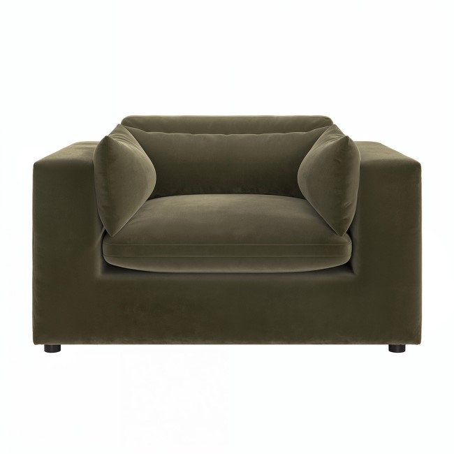 Khaki Green Velvet Cuddle Chair - Hudson