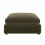 Khaki Green Velvet Footstool - Hudson