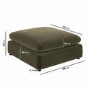 Khaki Green Velvet Footstool - Hudson