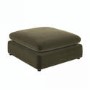 Khaki Green Velvet Footstool - Hudson