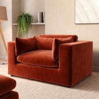 Burnt Orange Velvet Loveseat - Hudson