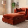 Burnt Orange Velvet Footstool - Hudson