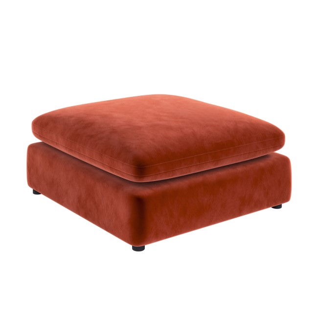 Burnt Orange Velvet Footstool - Hudson