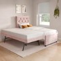 Single Pink Velvet Guest Bed with Trundle  - Isabel