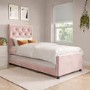 Single Pink Velvet Guest Bed with Trundle  - Isabel