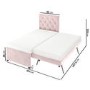 Single Pink Velvet Guest Bed with Trundle  - Isabel