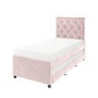 Single Pink Velvet Guest Bed with Trundle  - Isabel