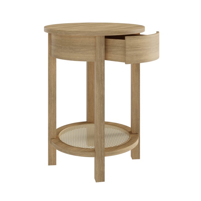 Oak Bedside Table with Drawer and Shelf - Ida