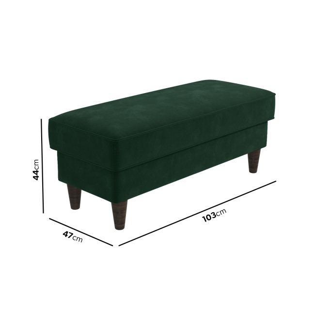 Large Dark Green Velvet Footstool - Idris