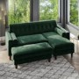 Large Dark Green Velvet Footstool - Idris