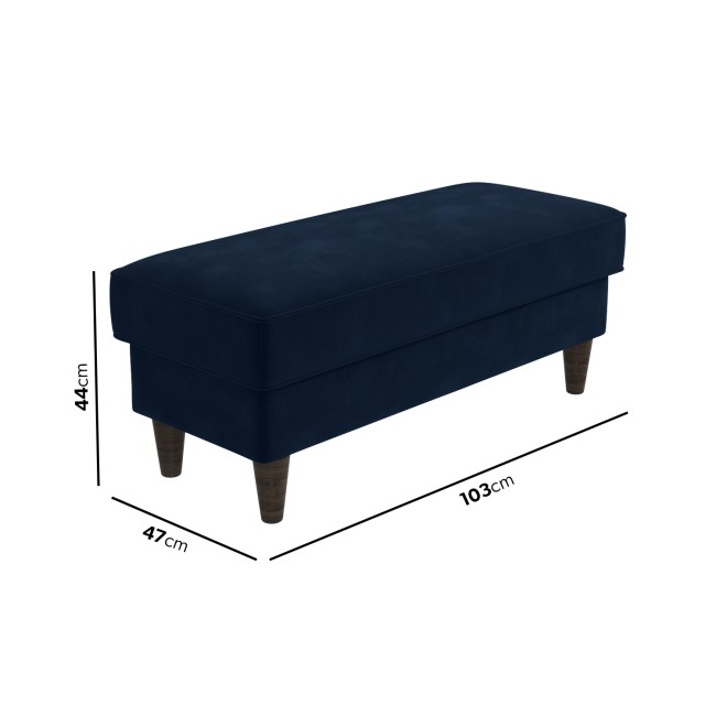 Large Navy Velvet Footstool - Idris