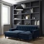 Large Navy Velvet Footstool - Idris