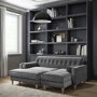 Large Grey Velvet Footstool - Idris