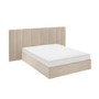 Beige Velvet Double Ottoman Bed with Wide Headboard - Iman