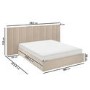 Beige Velvet King Size Ottoman Bed with Wide Headboard - Iman