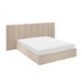 Beige Velvet King Size Ottoman Bed with Wide Headboard - Iman