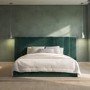 Green Velvet Double Ottoman Bed with Wide Headboard - Iman