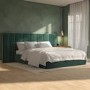 Green Velvet King Size Ottoman Bed with Wide Headboard - Iman