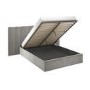 Grey Velvet Double Ottoman Bed with Wide Headboard - Iman