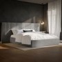 Grey Velvet King Size Ottoman Bed with Wide Headboard - Iman