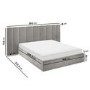 Grey Velvet King Size Ottoman Bed with Wide Headboard - Iman