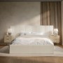 Off-White Upholstered Double Ottoman Bed with Wide Headboard - Iman