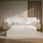 Off White Fabric Double Ottoman Bed with Wide Headboard - Iman