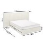 Off White Fabric Double Ottoman Bed with Wide Headboard - Iman