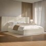 Off-White Upholstered King Size Ottoman Bed with Wide Headboard - Iman