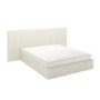 Off-White Upholstered King Size Ottoman Bed with Wide Headboard - Iman