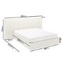 Off White Fabric King Size Ottoman Bed with Wide Headboard - Iman