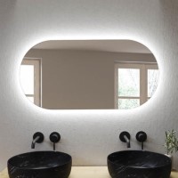 Oval Backlit Heated Bathroom Mirror with Lights 500 x 1000mm - Irena