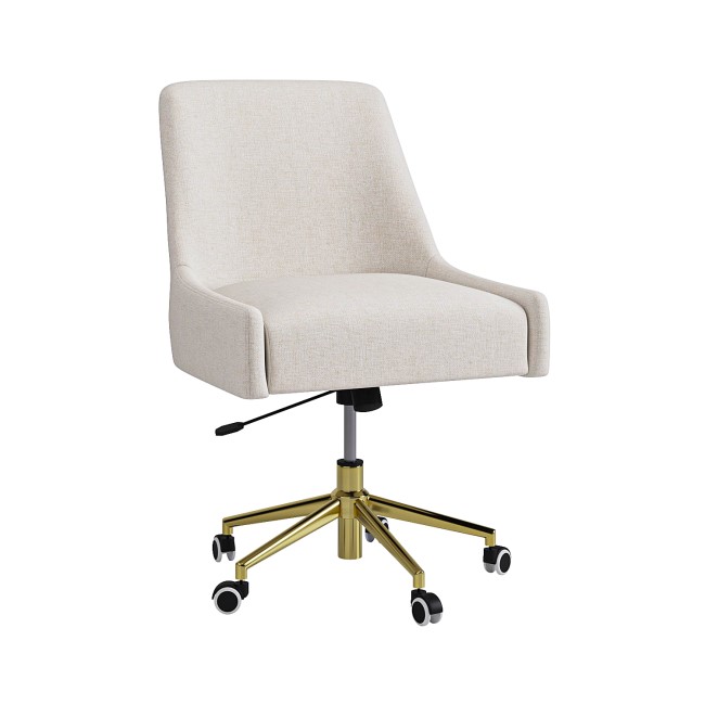 Cream Fabric Swivel Armless Office Chair - Iris