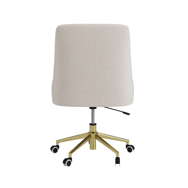 Cream Fabric Swivel Armless Office Chair - Iris