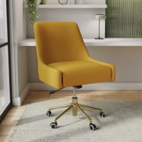 Mustard Fabric Swivel Armless Office Chair - Iris