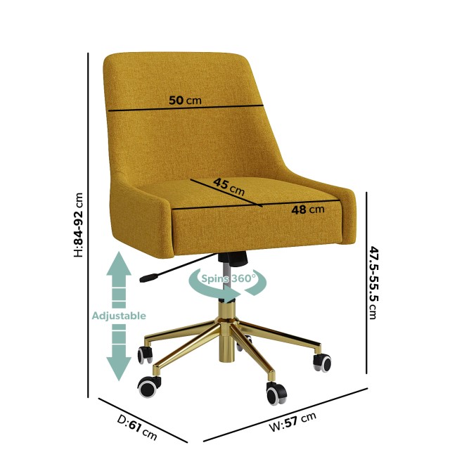 Mustard Fabric Swivel Armless Office Chair - Iris