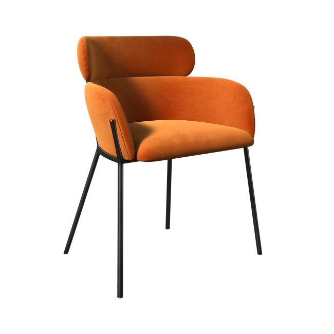 ONLY OPENED - Orange Velvet Curved Armchair - Isla