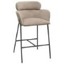 Beige Velvet Curved Kitchen Stool with Back - Isla