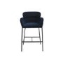 Navy Velvet Curved Kitchen Stool with Back - Isla